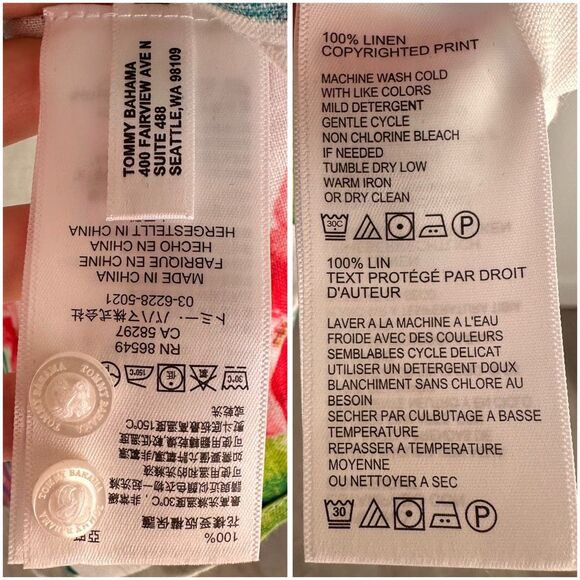 Tommy Bahama Floral Linen Long Sleeve Button Down Shirt Large EUC - Picture 3 of 4